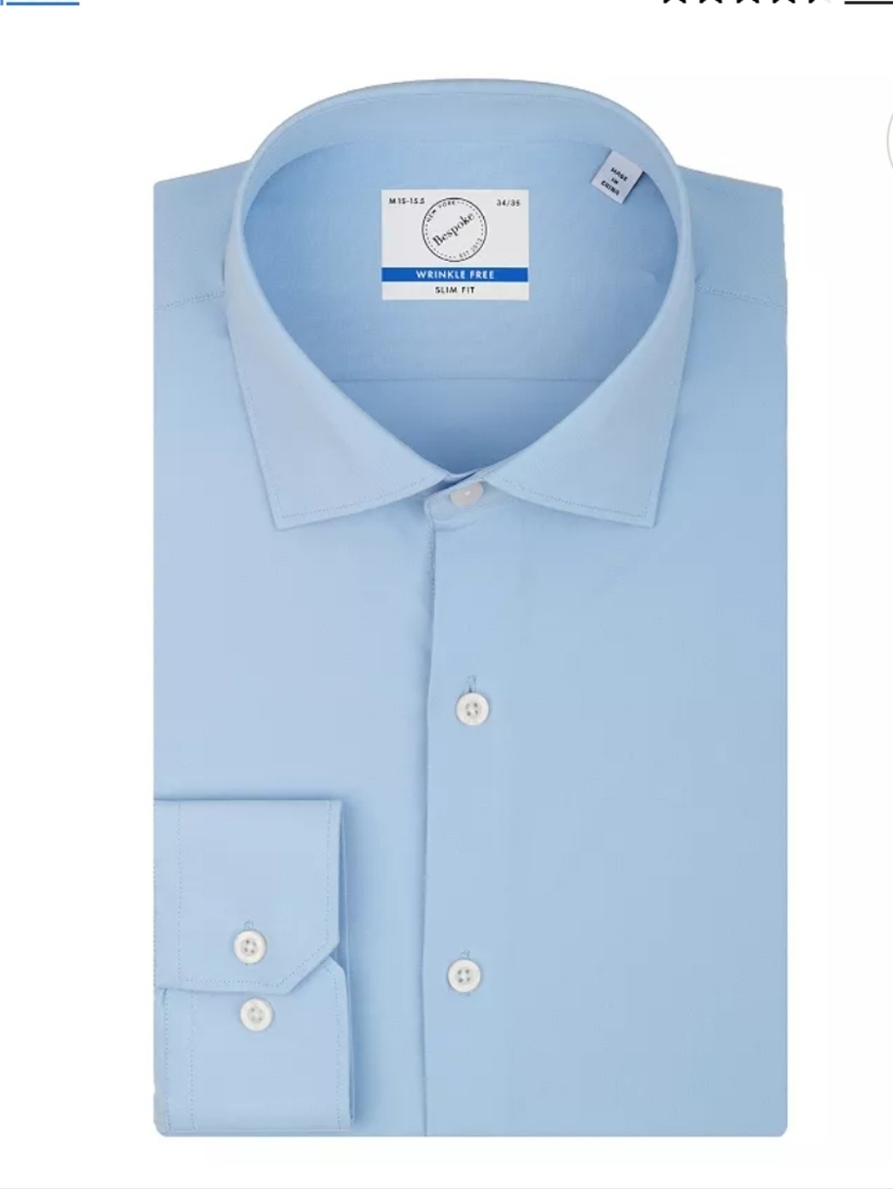 Bespoke Men Size Small (14-14.5) Spread Collar Dress Shirt